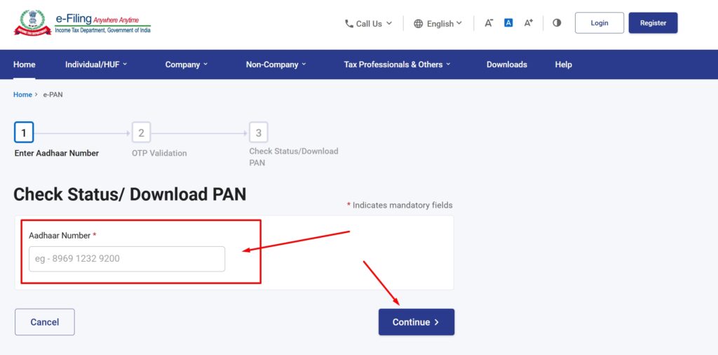 Instant Pan Card