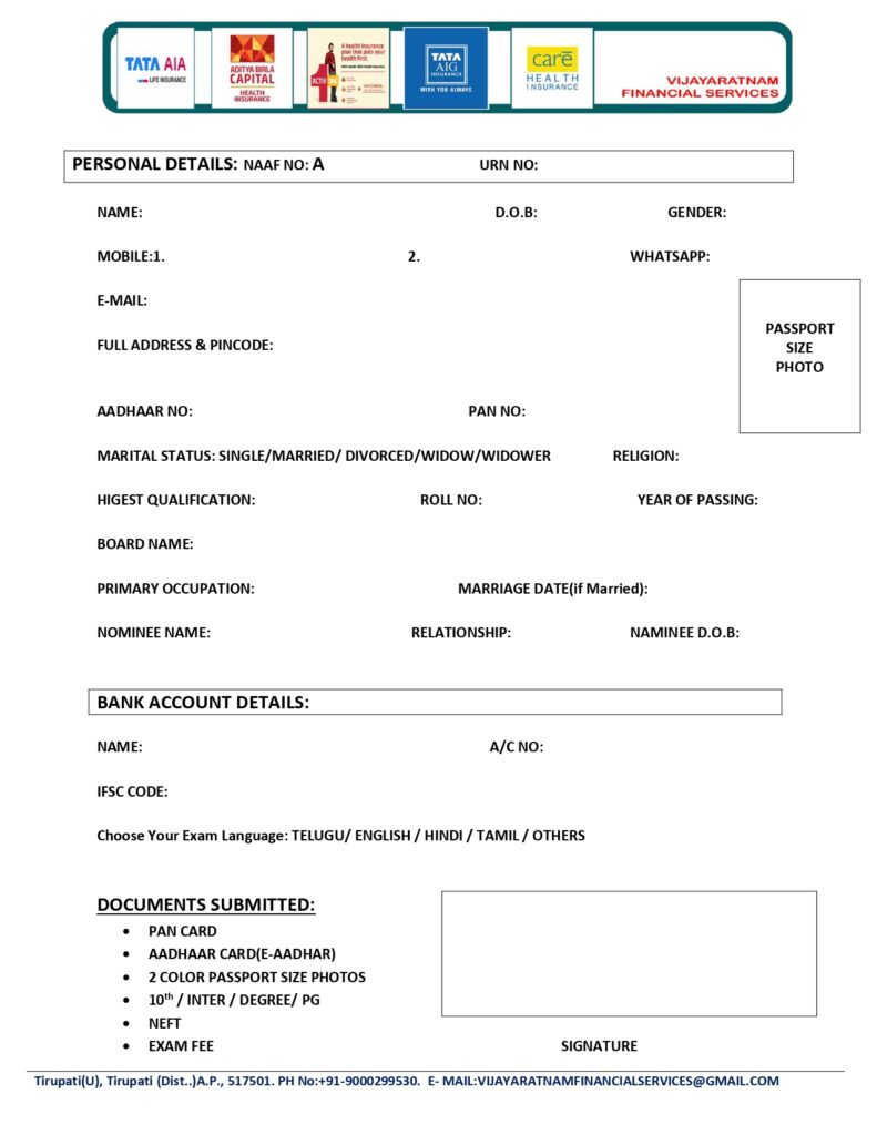 NAAF FORM